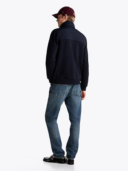 TOMMY HILFIGER Tommy Hilfiger Erkek Fermuarlı Dik Yaka Kapitoneli Cep Detaylı Lacivert Sweatshirt MW0MW37461-DW5