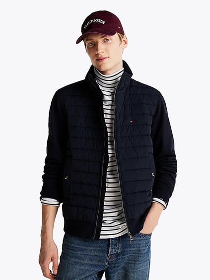TOMMY HILFIGER Tommy Hilfiger Erkek Fermuarlı Dik Yaka Kapitoneli Cep Detaylı Lacivert Sweatshirt MW0MW37461-DW5