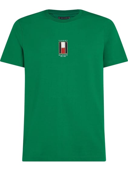 TOMMY HILFIGER Tommy Hilfiger Erkek Göğüste İşlenmiş Logo Pamuklu Jarse Yeşil T-Shirt MW0MW36512-L4F