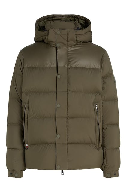 Tommy Hilfiger Tommy Hilfiger Erkek Kapşonlu Yaka Marka Detaylı Fermuarlı Şişme Haki Ceket MW0MW36569-RBN