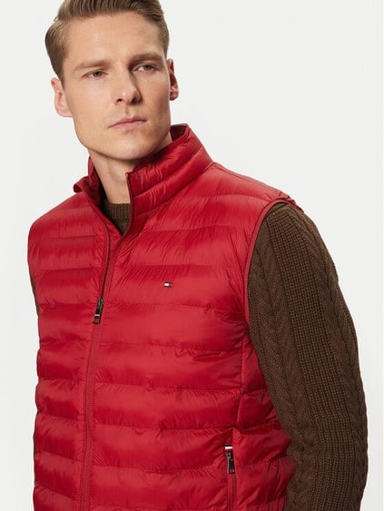 TOMMY HILFIGER Tommy Hilfiger Erkek Kapitoneli Regular Fit Fermuarlı Kırmızı Yelek MW0MW37677-XIT