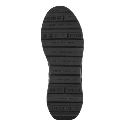 TOMMY HILFIGER Tommy Hilfiger Erkek Logolu Bağcıklı Deri Siyah Sneaker FM0FM05371-BDS