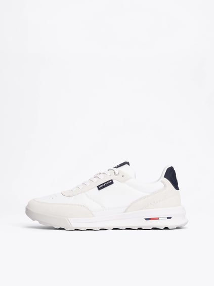 TOMMY HILFIGER Tommy Hilfiger Erkek Logolu Bağcıklı Deri Beyaz Sneaker FM0FM05371-YBS