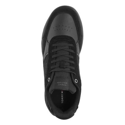 TOMMY HILFIGER Tommy Hilfiger Erkek Logolu Bağcıklı Deri Siyah Sneaker FM0FM05371-BDS