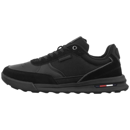 TOMMY HILFIGER Tommy Hilfiger Erkek Logolu Bağcıklı Deri Siyah Sneaker FM0FM05371-BDS