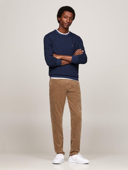 Tommy Hilfiger Tommy Hilfiger Erkek Marka Logolu Uzun Kollu Rahat Mavi Kazak MW0MW36723-0GY