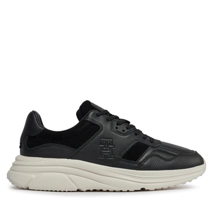 Tommy Hilfiger Tommy Hilfiger Erkek Marka Logolu Bağcıklı Kaydırmaz Tabanlı Günlük Siyah Sneaker FM0FM04879-BDS