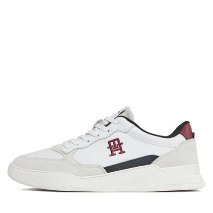 Tommy Hilfiger Tommy Hilfiger Erkek Marka Logolu Bağcıklı Kaydırmaz Tabanlı Günlük Beyaz Sneaker FM0FM04929-YBS