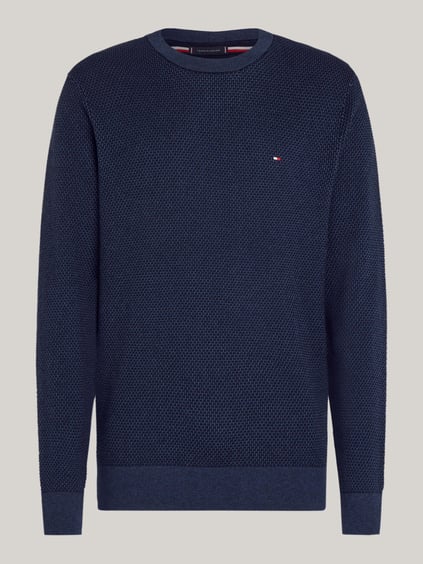 Tommy Hilfiger Tommy Hilfiger Erkek Marka Logolu Uzun Kollu Rahat Mavi Kazak MW0MW36723-0GY