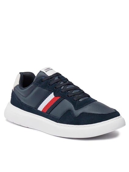 Tommy Hilfiger Tommy Hilfiger Erkek Marka Logolu Bağcıklı Kaydırmaz Tabanlı Günlük Lacivert Sneaker FM0FM04889-DW5