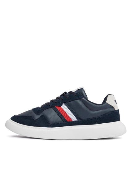 Tommy Hilfiger Tommy Hilfiger Erkek Marka Logolu Bağcıklı Kaydırmaz Tabanlı Günlük Lacivert Sneaker FM0FM04889-DW5
