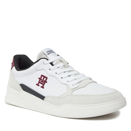 Tommy Hilfiger Tommy Hilfiger Erkek Marka Logolu Bağcıklı Kaydırmaz Tabanlı Günlük Beyaz Sneaker FM0FM04929-YBS