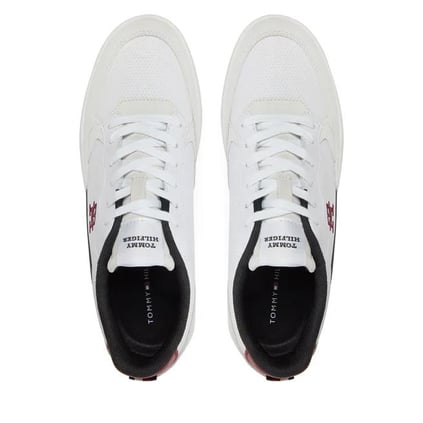 Tommy Hilfiger Tommy Hilfiger Erkek Marka Logolu Bağcıklı Kaydırmaz Tabanlı Günlük Beyaz Sneaker FM0FM04929-YBS