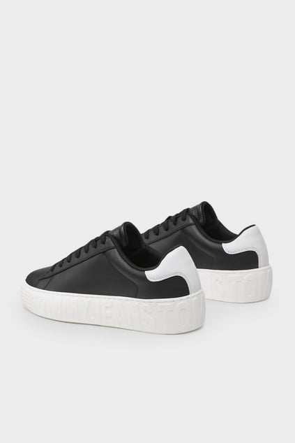 Tommy Hilfiger Tommy Hilfiger Erkek Marka Logolu Bağcıklı Kaydırmaz Tabanlı Günlük Siyah Sneaker EM0EM01159-BDS