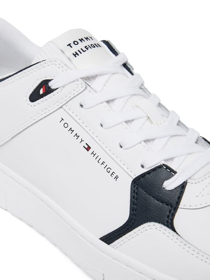 TOMMY HILFIGER Tommy Hilfiger Erkek Nefes Alabilen Üst Yüzey Düşük Bilek Rahat Tabanlı Deri Beyaz Sneaker FM0FM05518-YBS