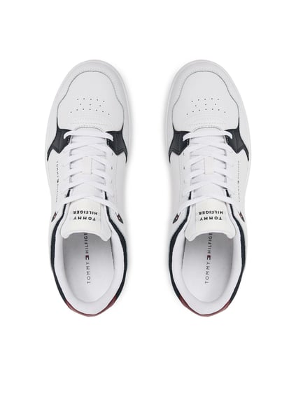 TOMMY HILFIGER Tommy Hilfiger Erkek Nefes Alabilen Üst Yüzey Düşük Bilek Rahat Tabanlı Deri Beyaz Sneaker FM0FM05518-YBS