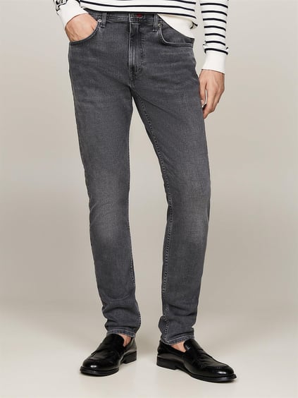 Tommy Hilfiger Tommy Hilfiger Erkek Normal Bel Slim Fit Dar Paça Gri Jeans MW0MW36681-1B3