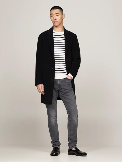 Tommy Hilfiger Tommy Hilfiger Erkek Normal Bel Slim Fit Dar Paça Gri Jeans MW0MW36681-1B3