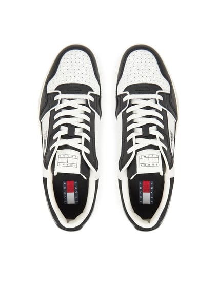 TOMMY HILFIGER Tommy Hilfiger Erkek Orta Bilekli Nefes Alabilen Üst Yüzeyli Bayrak Logolu Siyah Sneaker EM0EM01610-BDS