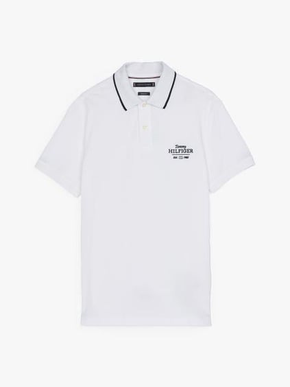 TOMMY HILFIGER Tommy Hilfiger Erkek Organik Pamuk Kumaş Şeritli Polo Yaka Kısa Kollu Beyaz Polo Yaka T-Shirt MW0MW37519-YBR