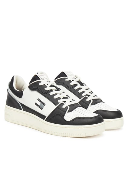 TOMMY HILFIGER Tommy Hilfiger Erkek Orta Bilekli Nefes Alabilen Üst Yüzeyli Bayrak Logolu Siyah Sneaker EM0EM01610-BDS