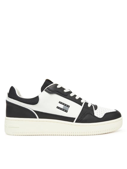 TOMMY HILFIGER Tommy Hilfiger Erkek Orta Bilekli Nefes Alabilen Üst Yüzeyli Bayrak Logolu Siyah Sneaker EM0EM01610-BDS