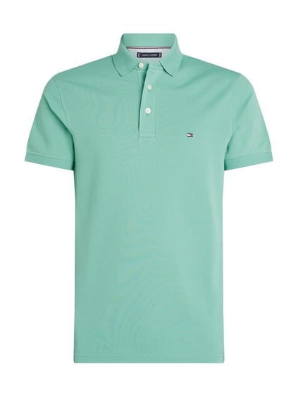 TOMMY HILFIGER Tommy Hilfiger Erkek Pamuklu Polo Yakalı Düğme Kapamalı Kısa Kollu Yeşil Polo Yaka T-Shirt MW0MW17771-L3J
