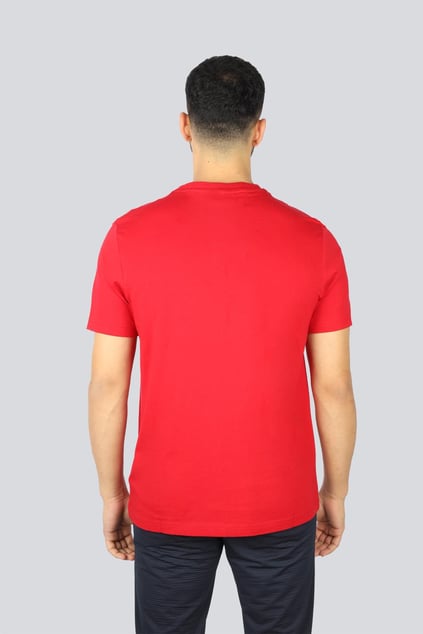 TOMMY HILFIGER Tommy Hilfiger Erkek Pamuklu Kısa Kollu Yuvarlak Yaka Önü Şerit Çizgili Kırmızı T-Shirt MW0MW37443-XLD