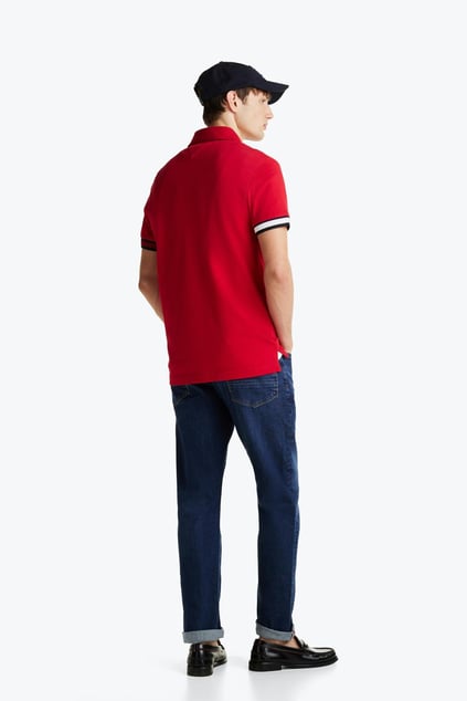 TOMMY HILFIGER Tommy Hilfiger Erkek Pamuklu Uzun Kollu Düğme Kapamalı Kırmızı Polo Yaka T-Shirt MW0MW37518-XLD
