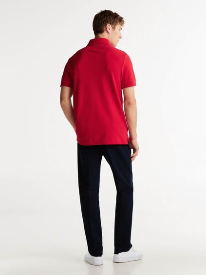 TOMMY HILFIGER Tommy Hilfiger Erkek Pamuklu Polo Yakalı Düğme Kapamalı Kısa Kollu Kırmızı Polo Yaka T-Shirt MW0MW38130-XLD