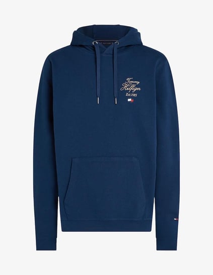 TOMMY HILFIGER Tommy Hilfiger Erkek Pamuklu Regular Fit Kapüşonlu Uzun Kollu Lacivert Sweatshirt MW0MW37475-DAF