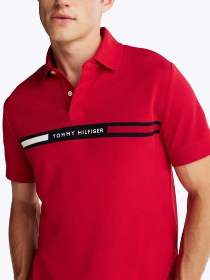 TOMMY HILFIGER Tommy Hilfiger Erkek Pamuklu Polo Yakalı Düğme Kapamalı Kısa Kollu Kırmızı Polo Yaka T-Shirt MW0MW38130-XLD