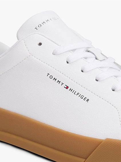 TOMMY HILFIGER Tommy Hilfiger Erkek Rahat Düz Taban Topuk Renk Geçişli Deri Beyaz Sneaker FM0FM05367-05O
