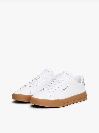 TOMMY HILFIGER Tommy Hilfiger Erkek Rahat Düz Taban Topuk Renk Geçişli Deri Beyaz Sneaker FM0FM05367-05O