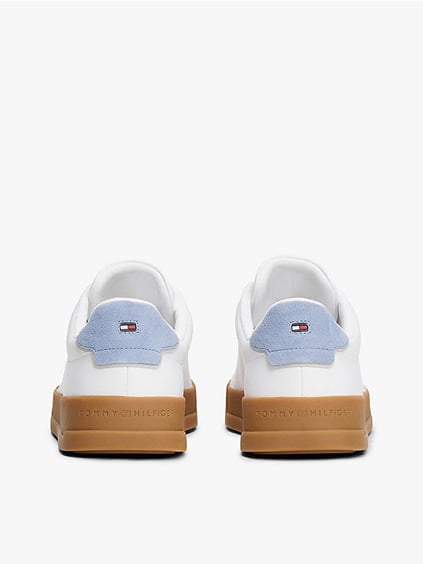 TOMMY HILFIGER Tommy Hilfiger Erkek Rahat Düz Taban Topuk Renk Geçişli Deri Beyaz Sneaker FM0FM05367-05O