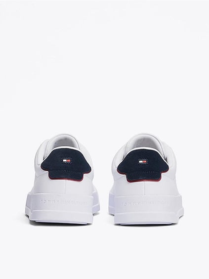 TOMMY HILFIGER Tommy Hilfiger Erkek Rahat Düz Taban Topuk Renk Geçişli Deri Beyaz Sneaker FM0FM05367-0LD