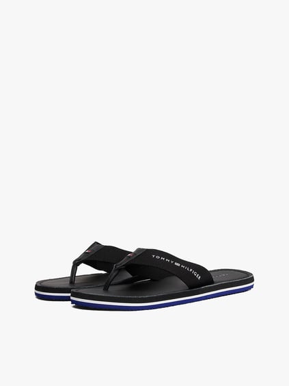 TOMMY HILFIGER Tommy Hilfiger Erkek Rahat Taban Parmak Arası Plaj Siyah Terlik FM0FM05442-BDS
