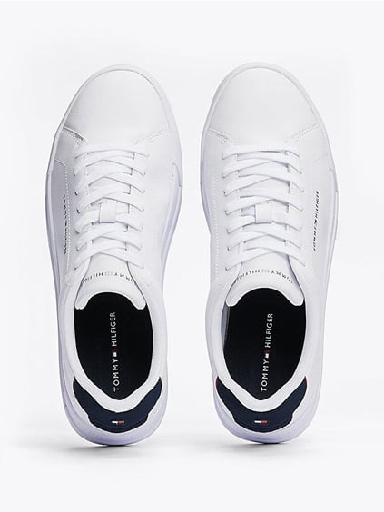 TOMMY HILFIGER Tommy Hilfiger Erkek Rahat Düz Taban Topuk Renk Geçişli Deri Beyaz Sneaker FM0FM05367-0LD