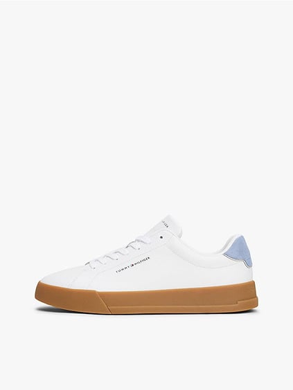 TOMMY HILFIGER Tommy Hilfiger Erkek Rahat Düz Taban Topuk Renk Geçişli Deri Beyaz Sneaker FM0FM05367-05O