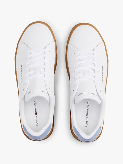 TOMMY HILFIGER Tommy Hilfiger Erkek Rahat Düz Taban Topuk Renk Geçişli Deri Beyaz Sneaker FM0FM05367-05O