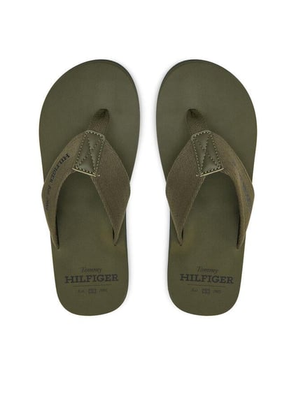 TOMMY HILFIGER Tommy Hilfiger Erkek Rahat Taban Koyu Yeşil Terlik FM0FM05339-RBN