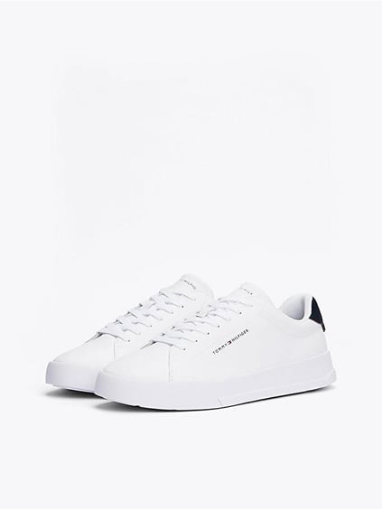TOMMY HILFIGER Tommy Hilfiger Erkek Rahat Düz Taban Topuk Renk Geçişli Deri Beyaz Sneaker FM0FM05367-0LD