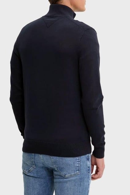 Tommy Hilfiger Tommy Hilfiger Erkek Regular Fit %100 Pamuklu Fermuarlı Dik Yaka Uzun Kollu Lacivert Hırka MW0MW36517-DW5