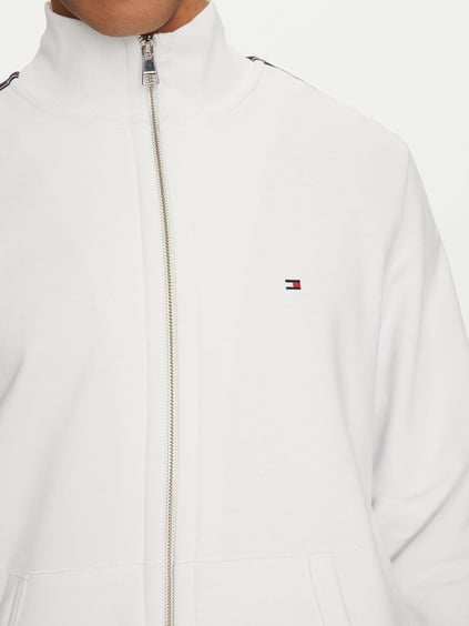 TOMMY HILFIGER Tommy Hilfiger Erkek Regular Fit Pamuklu Dik Yaka Fermuar Kapamalı Beyaz Sweatshirt MW0MW37468-YAF