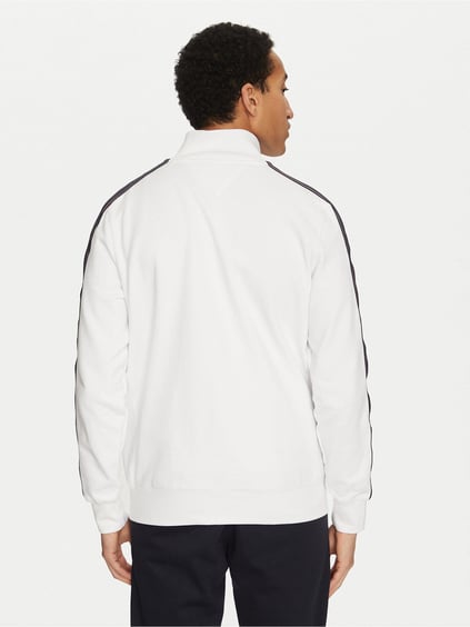 TOMMY HILFIGER Tommy Hilfiger Erkek Regular Fit Pamuklu Dik Yaka Fermuar Kapamalı Beyaz Sweatshirt MW0MW37468-YAF