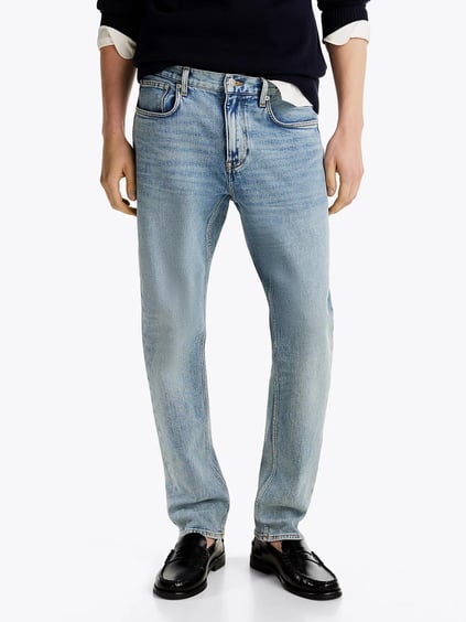 TOMMY HILFIGER Tommy Hilfiger Erkek Yüksek Belli Straigt Fit Normal Paça Mavi Jeans MW0MW37819-1AA