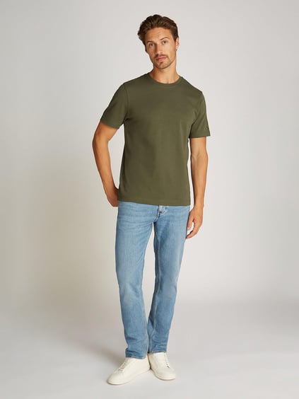 TOMMY HILFIGER Tommy Hilfiger Erkek Yuvarlak Yaka Regular Fit Pamuklu Kısa Kollu Yeşil T-Shirt MW0MW37508-PLI