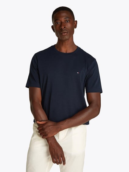 TOMMY HILFIGER Tommy Hilfiger Erkek Yuvarlak Yaka Regular Fit Pamuklu Kısa Kollu Lacivert T-Shirt MW0MW37508-DW5