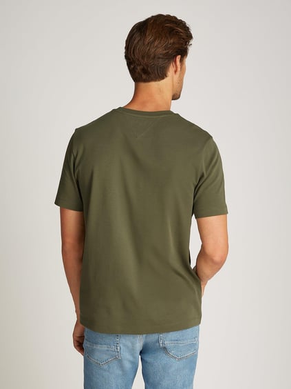TOMMY HILFIGER Tommy Hilfiger Erkek Yuvarlak Yaka Regular Fit Pamuklu Kısa Kollu Yeşil T-Shirt MW0MW37508-PLI