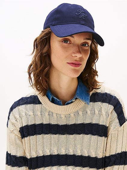 TOMMY HILFIGER Tommy Hilfiger Kadın %100 Pamuklu Nefes Alabilen Kumaşlı Ayarlanabilir Tokalı Mavi Şapka AW0AW17489-C7G